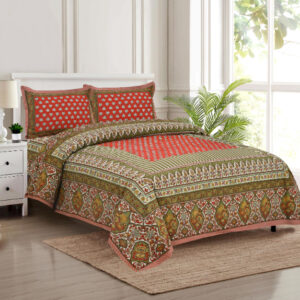 Cotton Printed Double Bedsheet with Pillow Covers