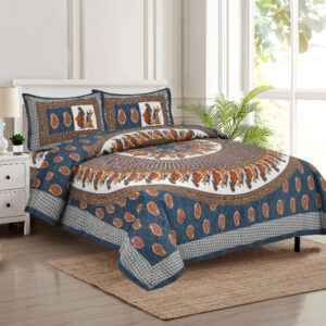 Cotton Printed Double Bedsheet with Pillow Covers