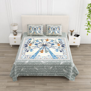 Cotton Printed Circus Double Bedsheet with Pillow Cover