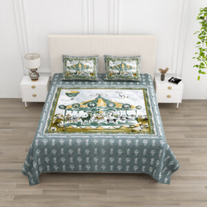 Cotton Printed Circus Double Bedsheet with Pillow Cover