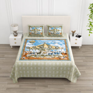 Cotton Printed Circus Double Bedsheet with Pillow Cover