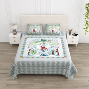 Cotton Printed Circus Double Bedsheet with Pillow Cover