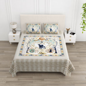 Cotton Printed Circus Double Bedsheet with Pillow Cover