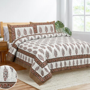 Cotton Printed Double Bedsheet with Pillow Covers
