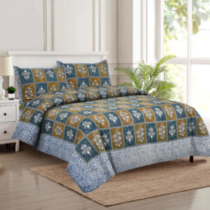 Cotton Printed Discharge Printed Double Bedsheet with Pillow Cover