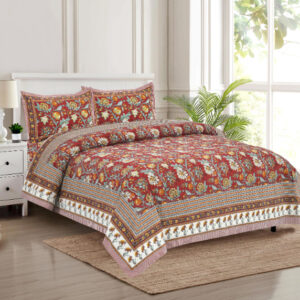 Cotton Printed Discharge Printed Double Bedsheet with Pillow Cover
