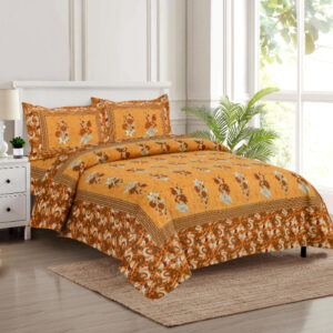 Cotton Printed Discharge Printed Double Bedsheet with Pillow Cover
