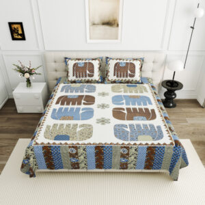 High Quality Cotton Printed Gangore Theme Double Bed Bedsheet With 2 Pillow Cover