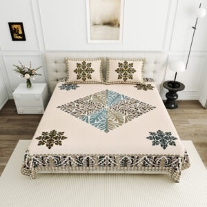 High Quality Cotton Printed Gangore Theme Double Bed Bedsheet With 2 Pillow Cover