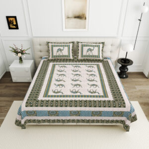 High Quality Cotton Printed Gangore Theme Double Bed Bedsheet With 2 Pillow Cover