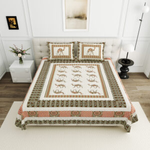 High Quality Cotton Printed Gangore Theme Double Bed Bedsheet With 2 Pillow Cover