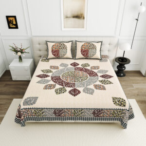 High Quality Cotton Printed Gangore Theme Double Bed Bedsheet With 2 Pillow Cover