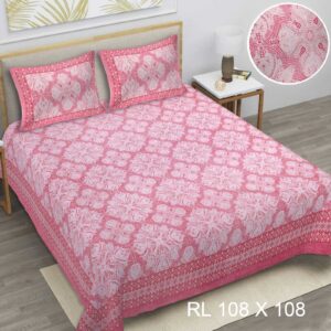 Jheel - Cotton Printed Double King Size Bedsheet with Pillow Cover