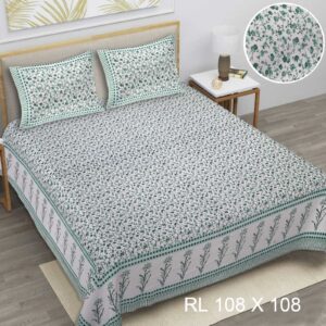 Jheel - Cotton Printed Double King Size Bedsheet with Pillow Cover