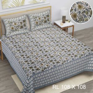 Jheel - Cotton Printed Double King Size Bedsheet with Pillow Cover