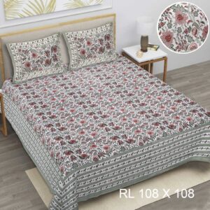 Jheel - Cotton Printed Double King Size Bedsheet with Pillow Cover
