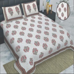 Jheel - Cotton Printed Double King Size Bedsheet with Pillow Cover