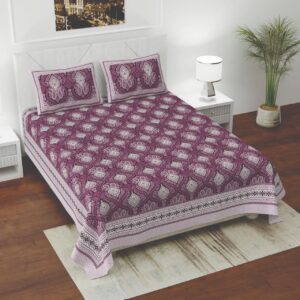 Jheel - Cotton Printed Double King Size Bedsheet with Pillow Cover