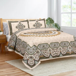 Cotton Printed Kaleen Theam Double Bedsheet with 2 Pillow Covers