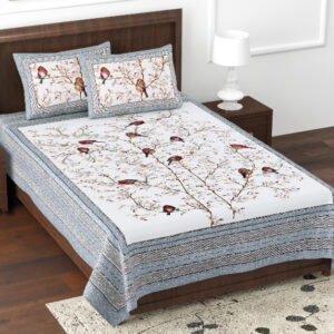 Cotton Printed Kesari Theme Single Bedsheet with Pillow Covers
