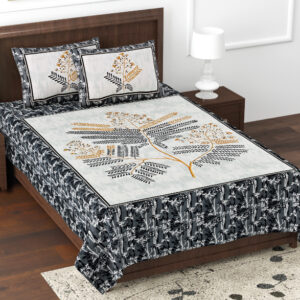 Cotton Printed Kesari Theme Single Bedsheet with Pillow Covers