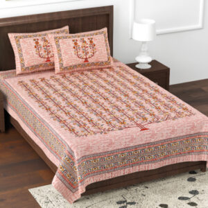 Cotton Printed Kesari Theme Single Bedsheet with Pillow Covers