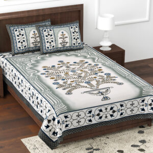 Cotton Printed Kesari Theme Single Bedsheet with Pillow Covers