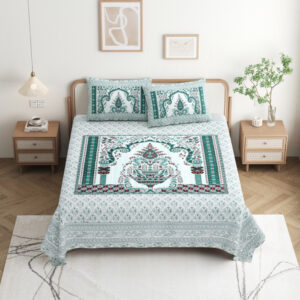 High Quality Cotton printed Leaf theme Double bed Bedsheet