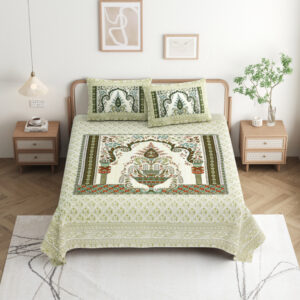 High Quality Cotton printed Leaf theme Double bed Bedsheet