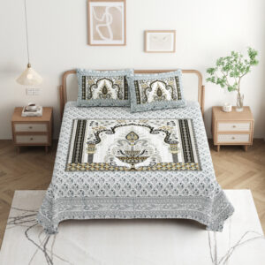 High Quality Cotton printed Leaf theme Double bed Bedsheet