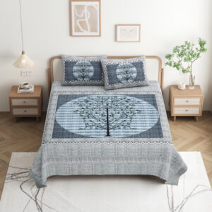 High Quality Cotton printed Leaf theme Double bed Bedsheet
