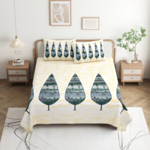 High Quality Cotton printed Leaf theme Double bed Bedsheet