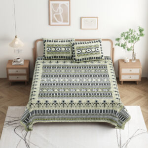 High Quality Cotton printed Leaf theme Double bed Bedsheet