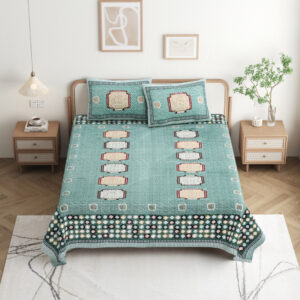 High Quality Cotton printed Leaf theme Double bed Bedsheet