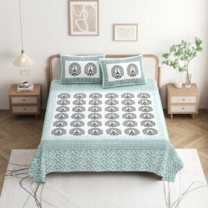 High Quality Cotton printed Leaf theme Double bed Bedsheet