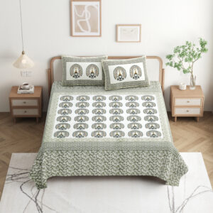 High Quality Cotton printed Leaf theme Double bed Bedsheet