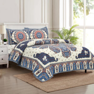 Cotton Printed Marwad Double Bedsheet with Pillow Cover