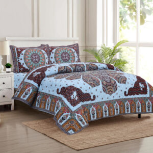 Cotton Printed Marwad Double Bedsheet with Pillow Cover