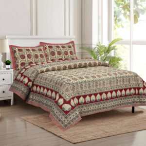 Cotton Printed Marwad Double Bedsheet with Pillow Cover