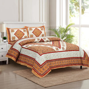 Cotton Printed Marwad Double Bedsheet with Pillow Cover