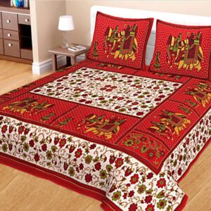 Naomi - Cotton Printed Double Bedsheet With Pillow Cover