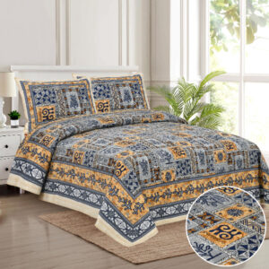 Cotton Printed Double Bedsheet with Pillow Covers