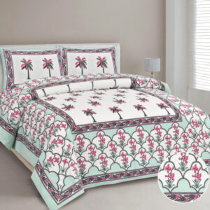 Cotton Printed Nyka Theme Double Bed Bedsheet with Pillow Cover