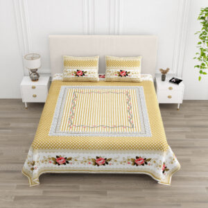Cotton Printed Polka Theam double Bedsheet with Pillow Cover