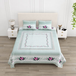 Cotton Printed Polka Theam double Bedsheet with Pillow Cover