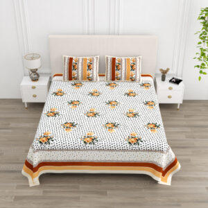Cotton Printed Polka Theam double Bedsheet with Pillow Cover