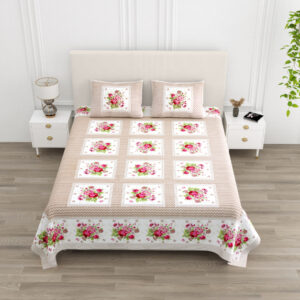 Cotton Printed Polka Theam double Bedsheet with Pillow Cover