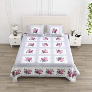 Cotton Printed Polka Theam double Bedsheet with Pillow Cover