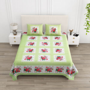 Cotton Printed Polka Theam double Bedsheet with Pillow Cover