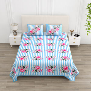Cotton Printed Polka Theam double Bedsheet with Pillow Cover